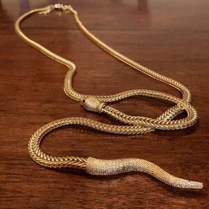 Super sexy Elegant Gold Snake Chain Necklace, rare, long,excellent quality,must!